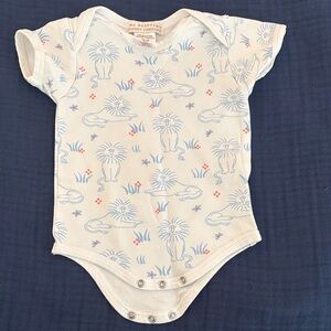 The Beaufort Bonnet Company White and Blue Lion Bodysuit